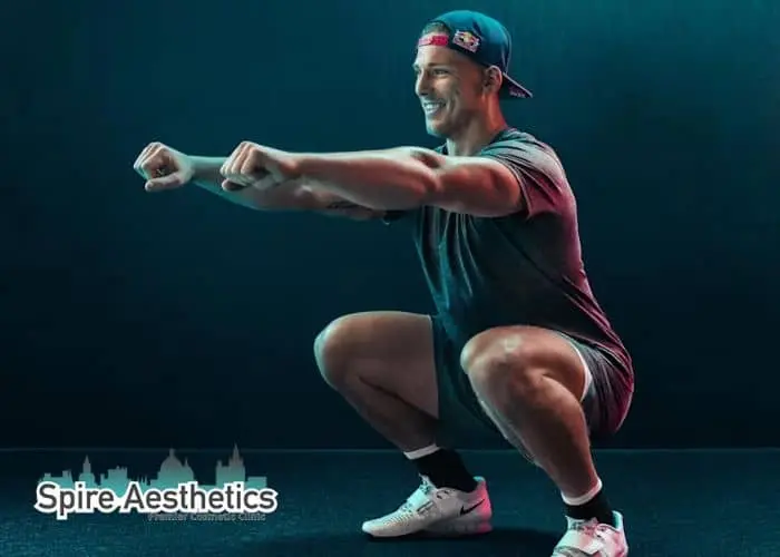 Image of man build leg muscle Staines through exercise